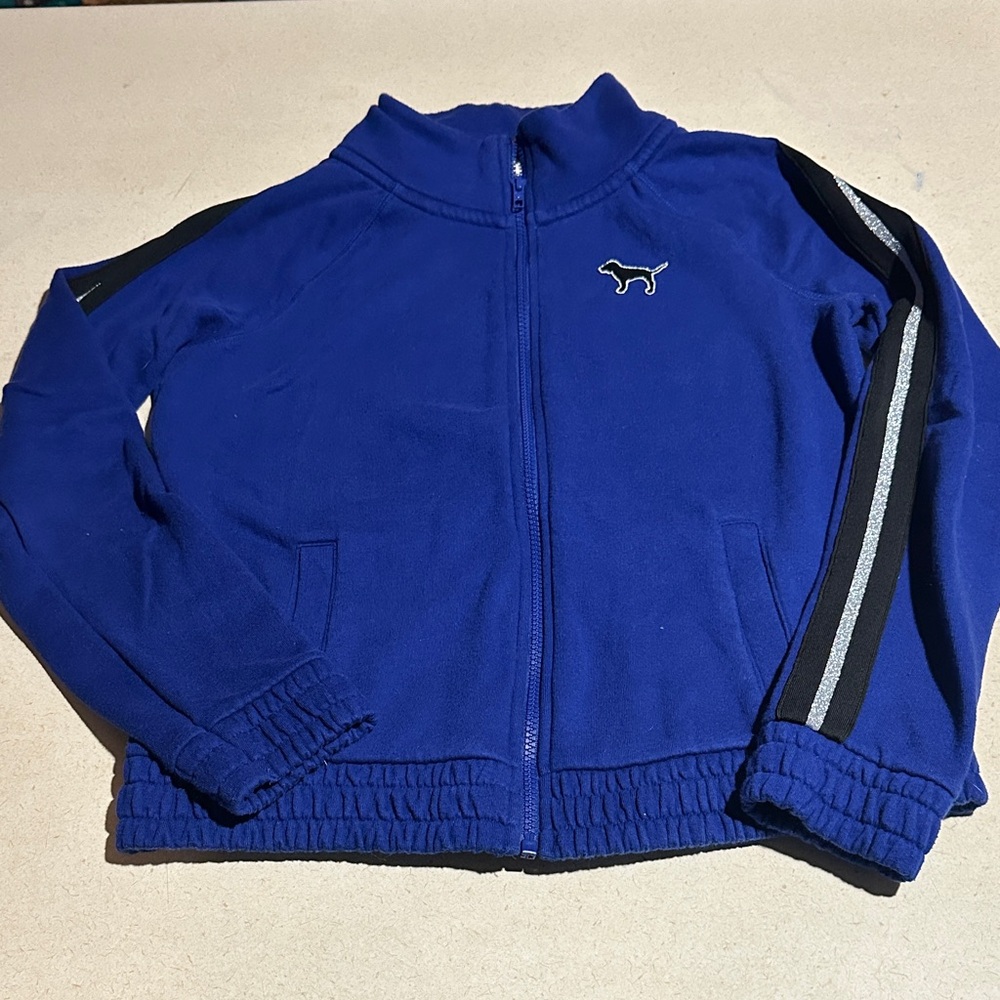 PINK Victoria's Secret Blue Jacket with Black and Gray Accents